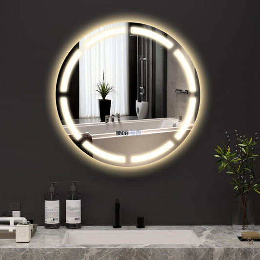 24 Inch Round LED Mirror for Bathroom Wall-Mounted BA052