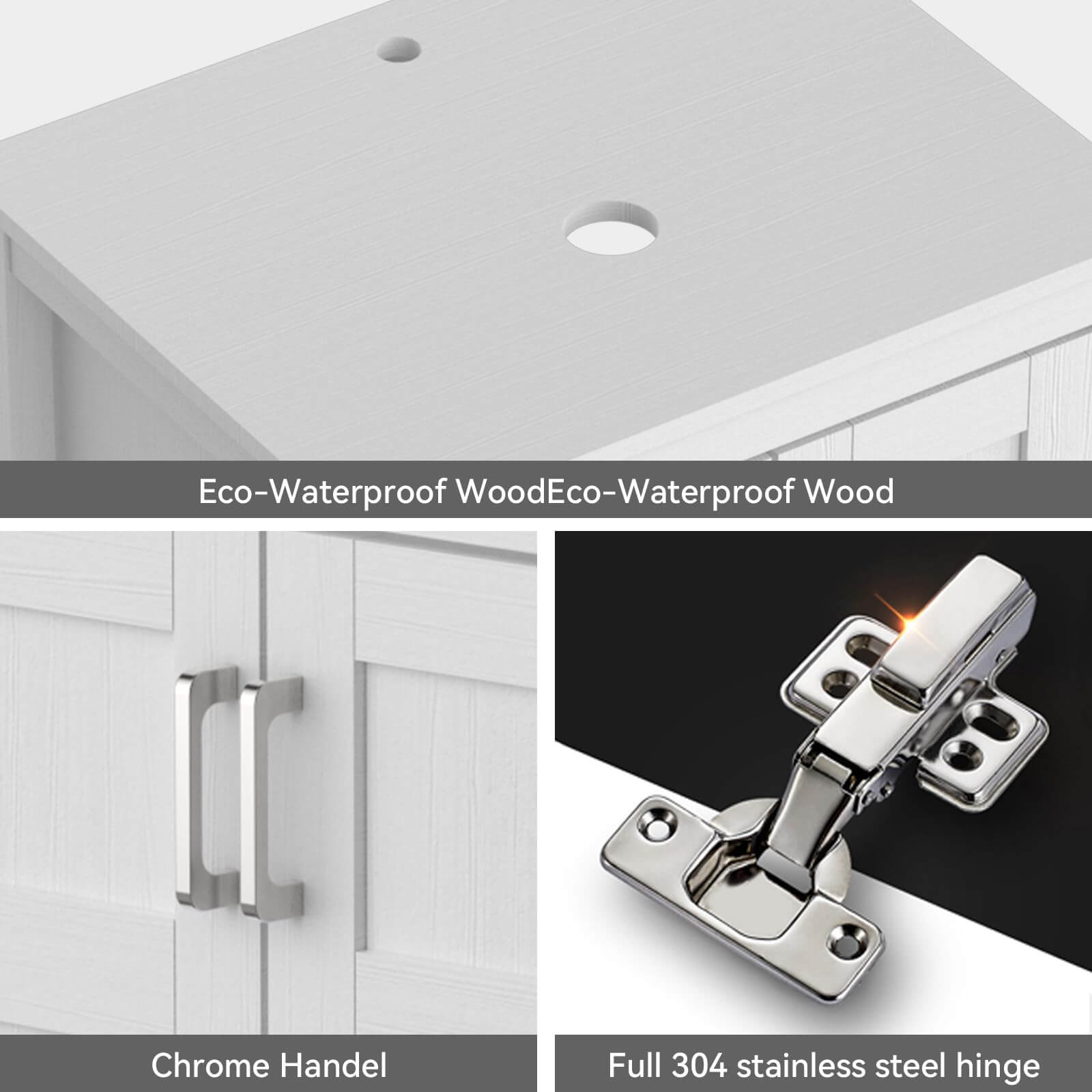 Feature details of Elecwish White Double Doors Vanity HW1120-WH