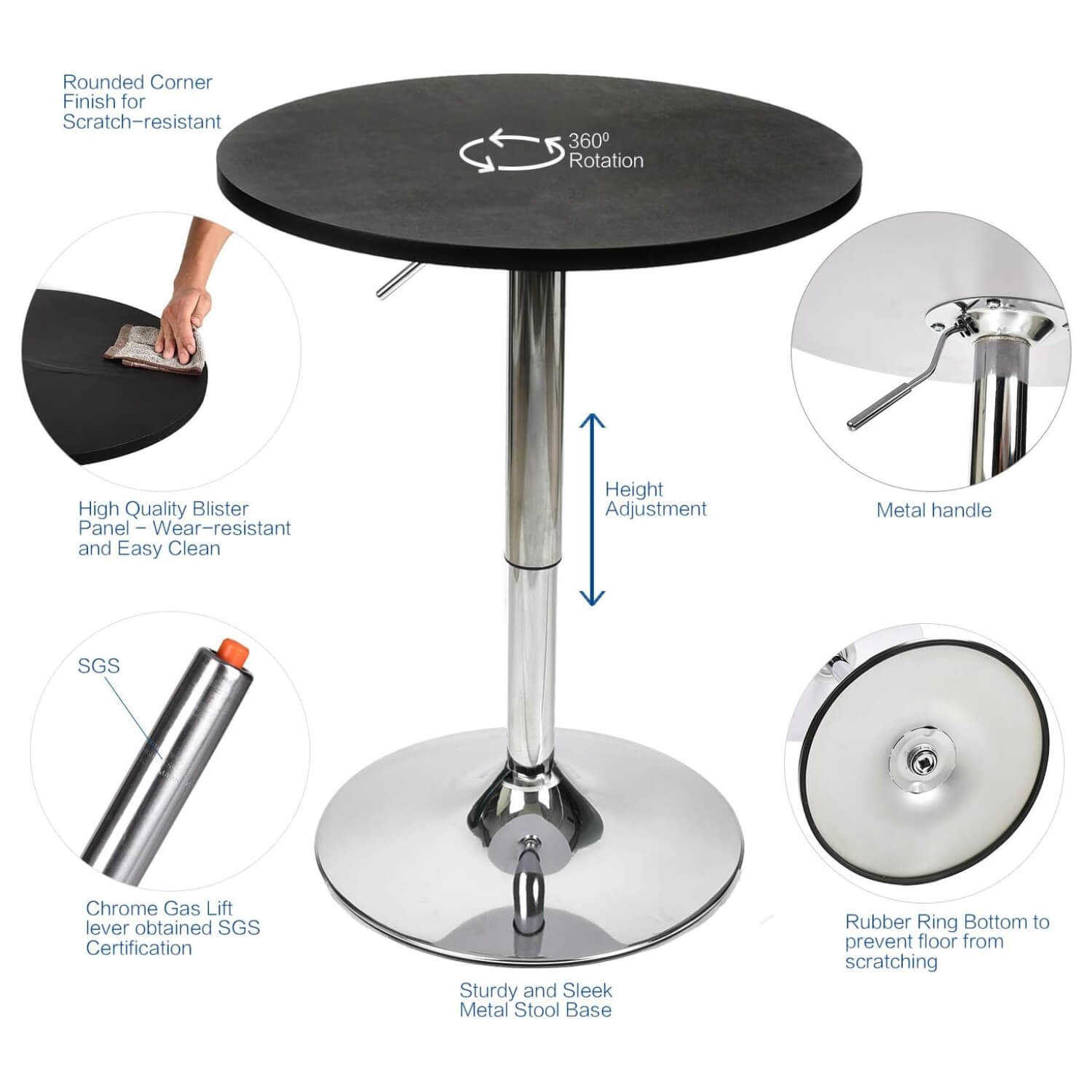 Features of Elecwish black bar table