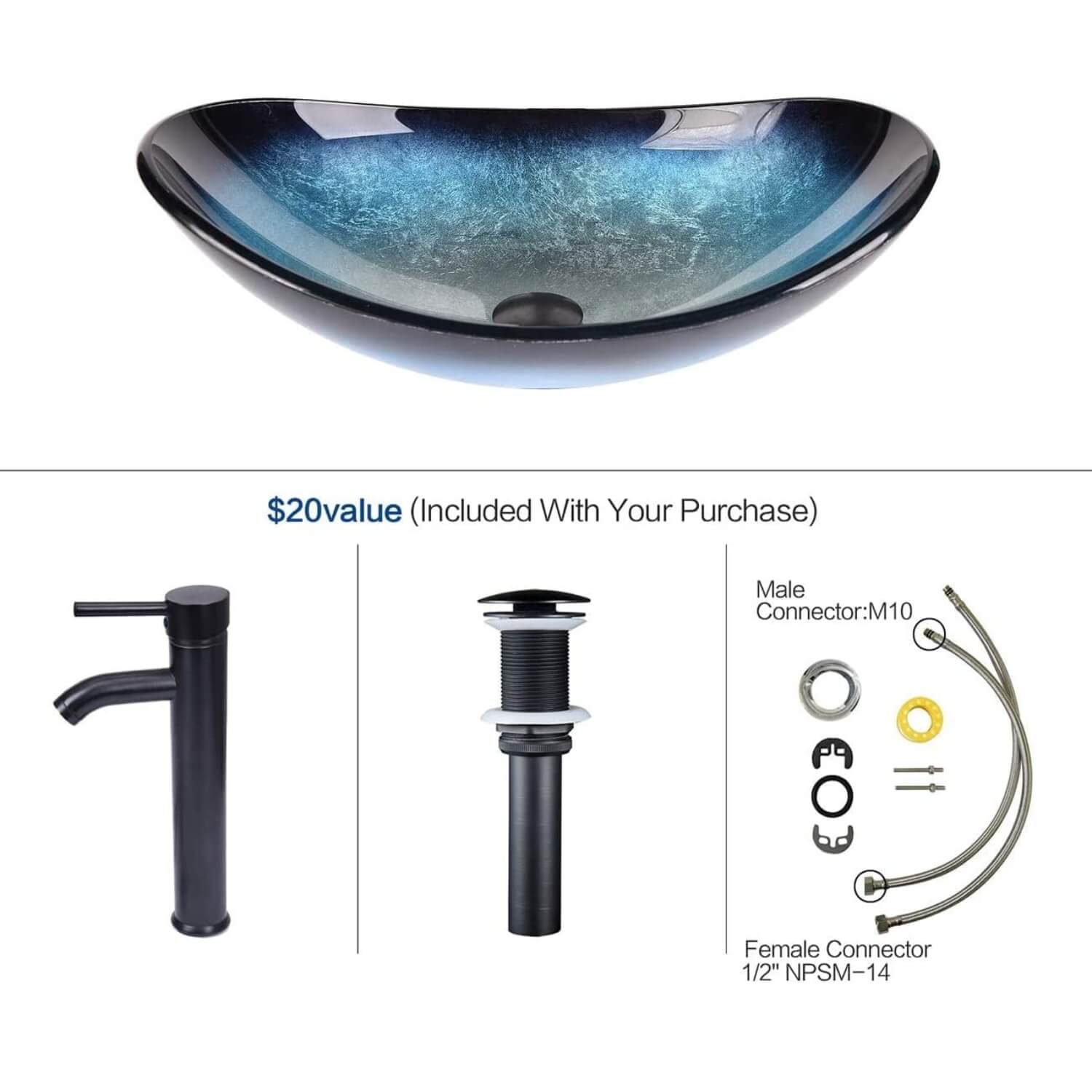 Elecwish blue boat sink included parts
