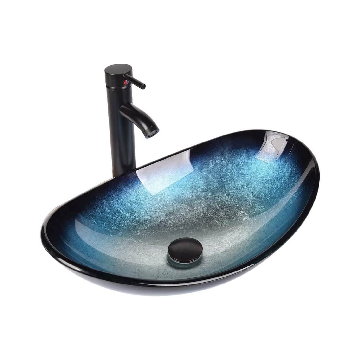 Blue boat glass sink