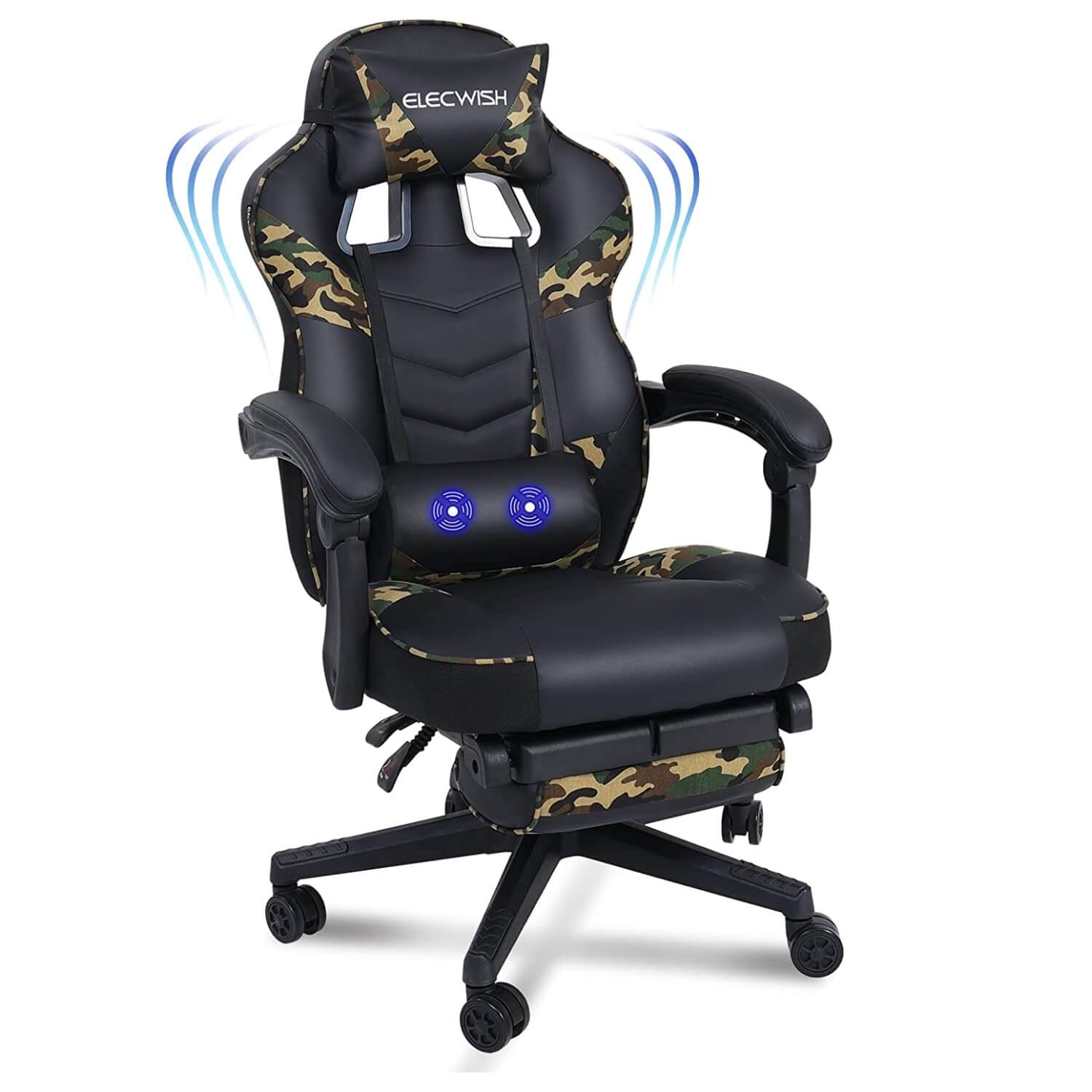 Elecwish massage gaming chair with footrest OC112 camouflage