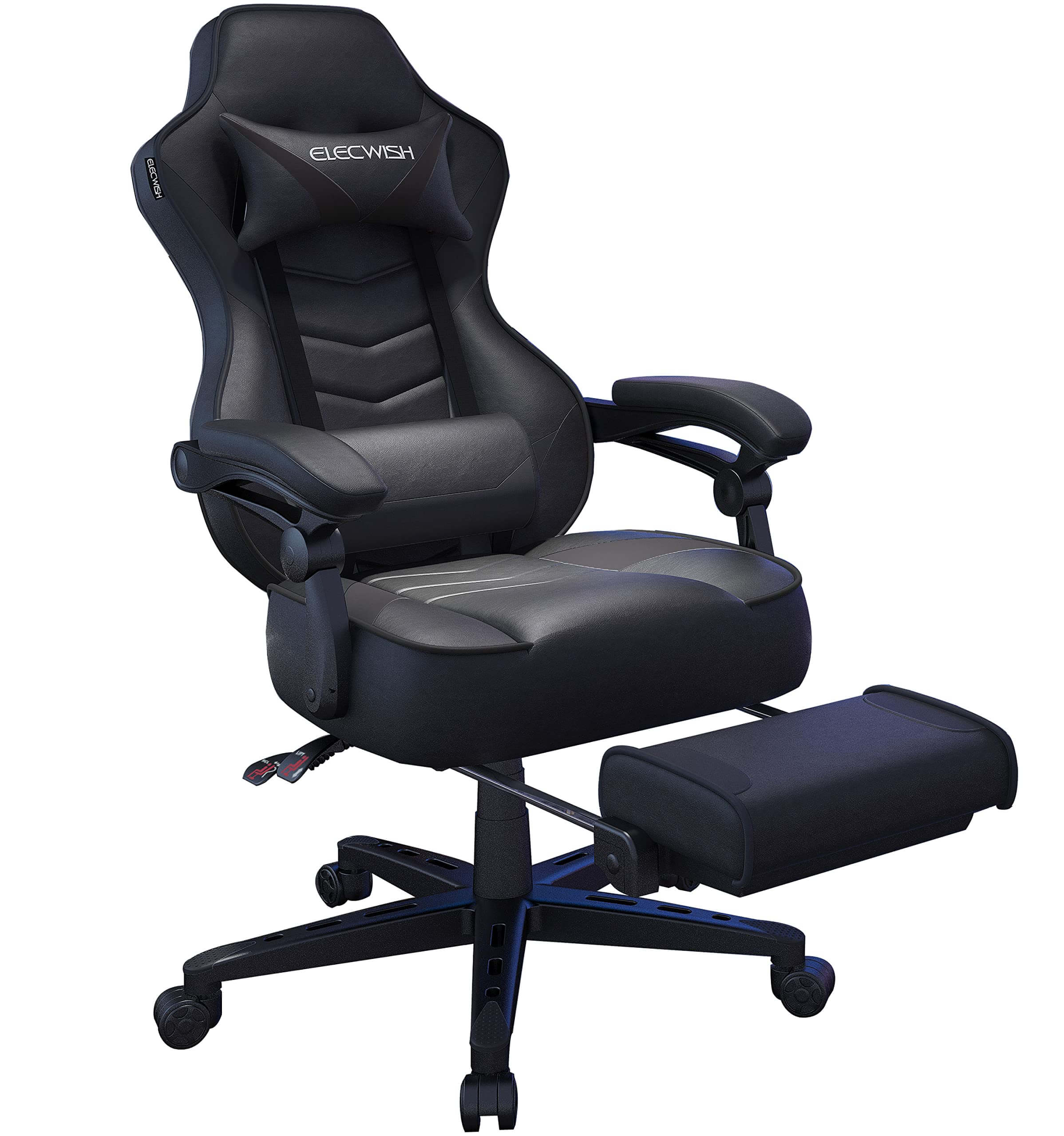 ELECWISH Gaming Chair, Reclining Computer Chair with Footrest and Lumb
