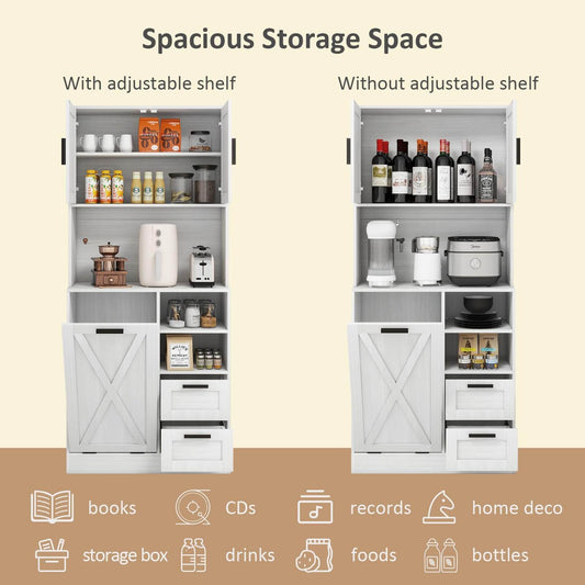 White Kitchen Pantry Storage Cabinet IF085/IF092