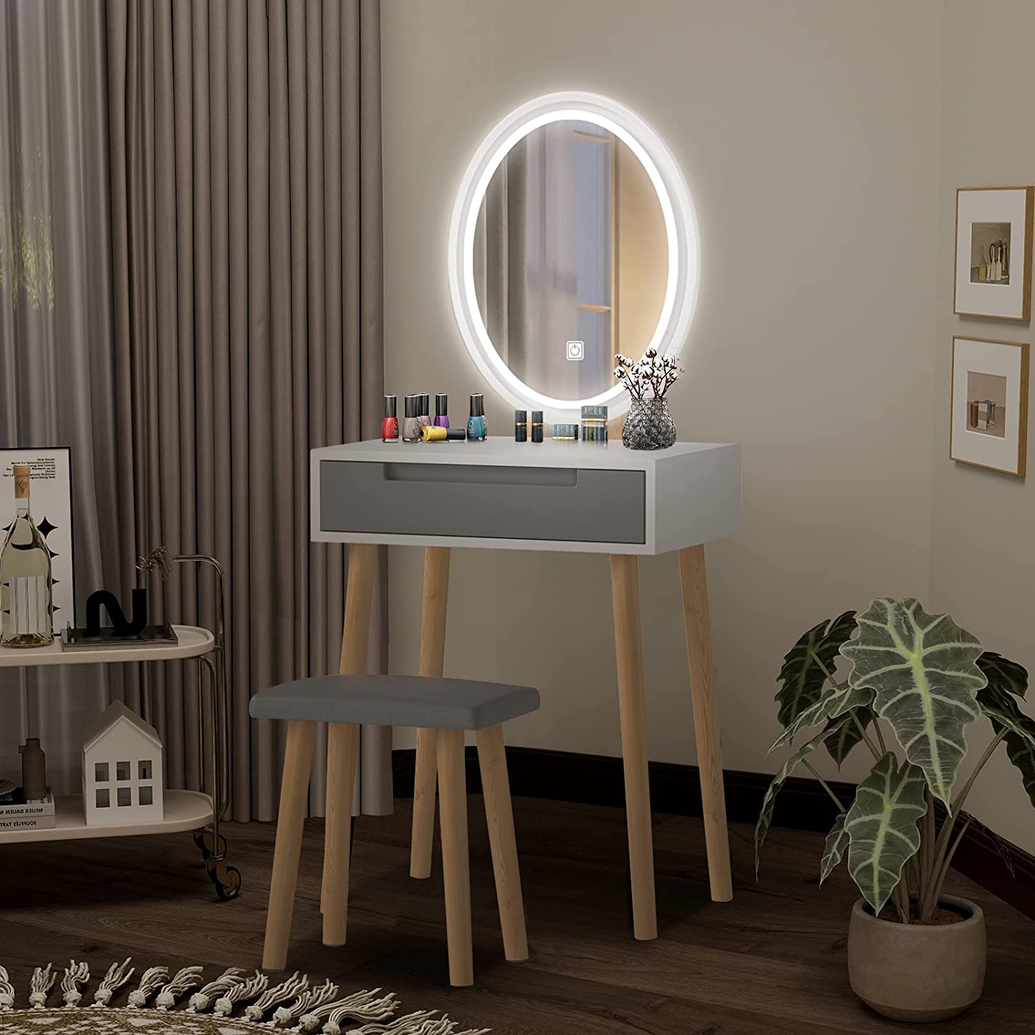 Makeup Vanity Table Set with Stool HW1151 and lighting mirror