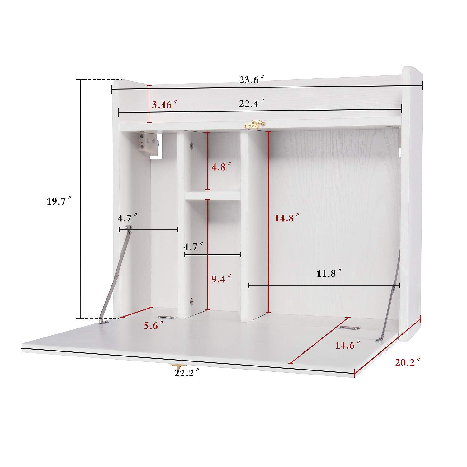 Elecwish White Wall Mounted Table Desk HW1138 size