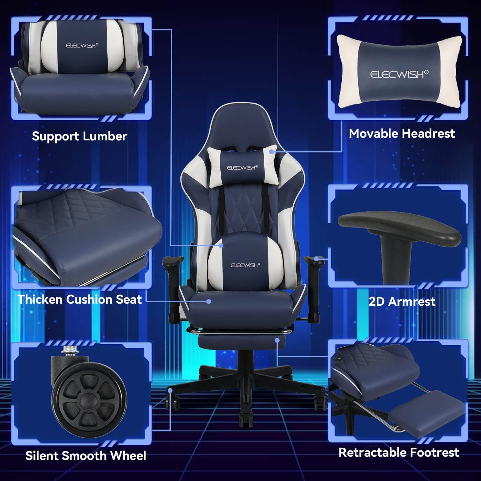 Gaming Chair with Soft Lumbar Suppot OC115 features