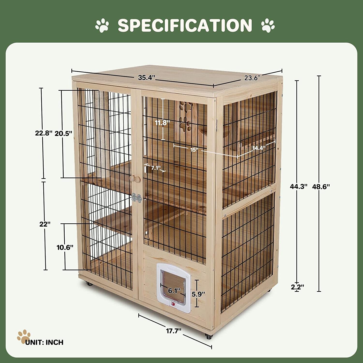 Closed size specification of Elecwish Wooden Large Cat House
