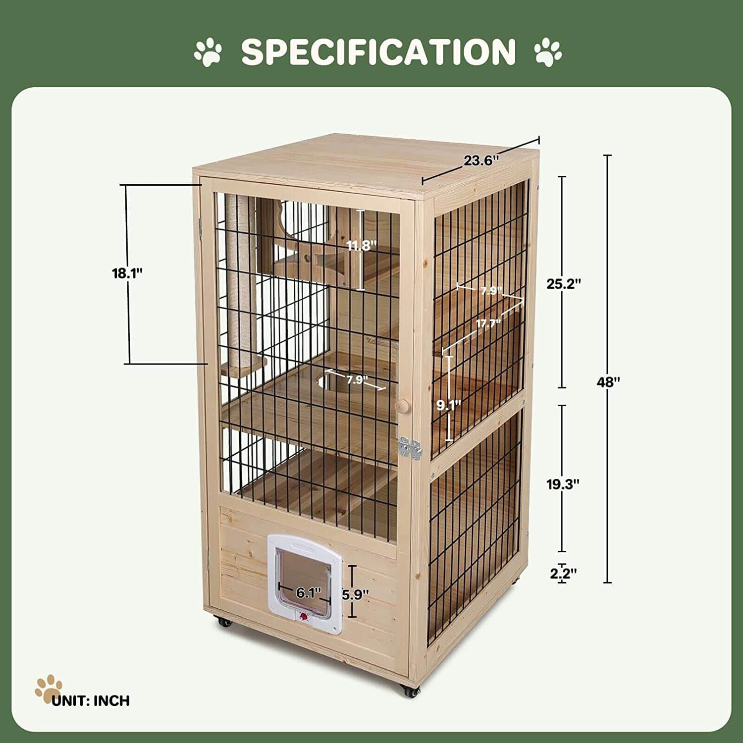Closed size specification of Elecwish Medium Wooden Cat House