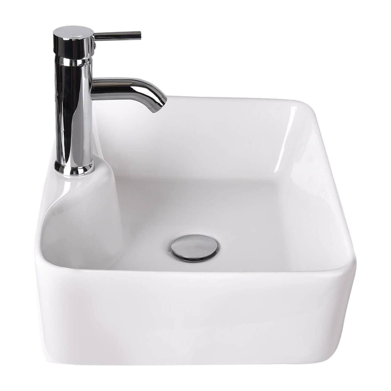 Rectangle Ceramic Bathroom Vessel Sink with Pop Up Drain HW1097 side view