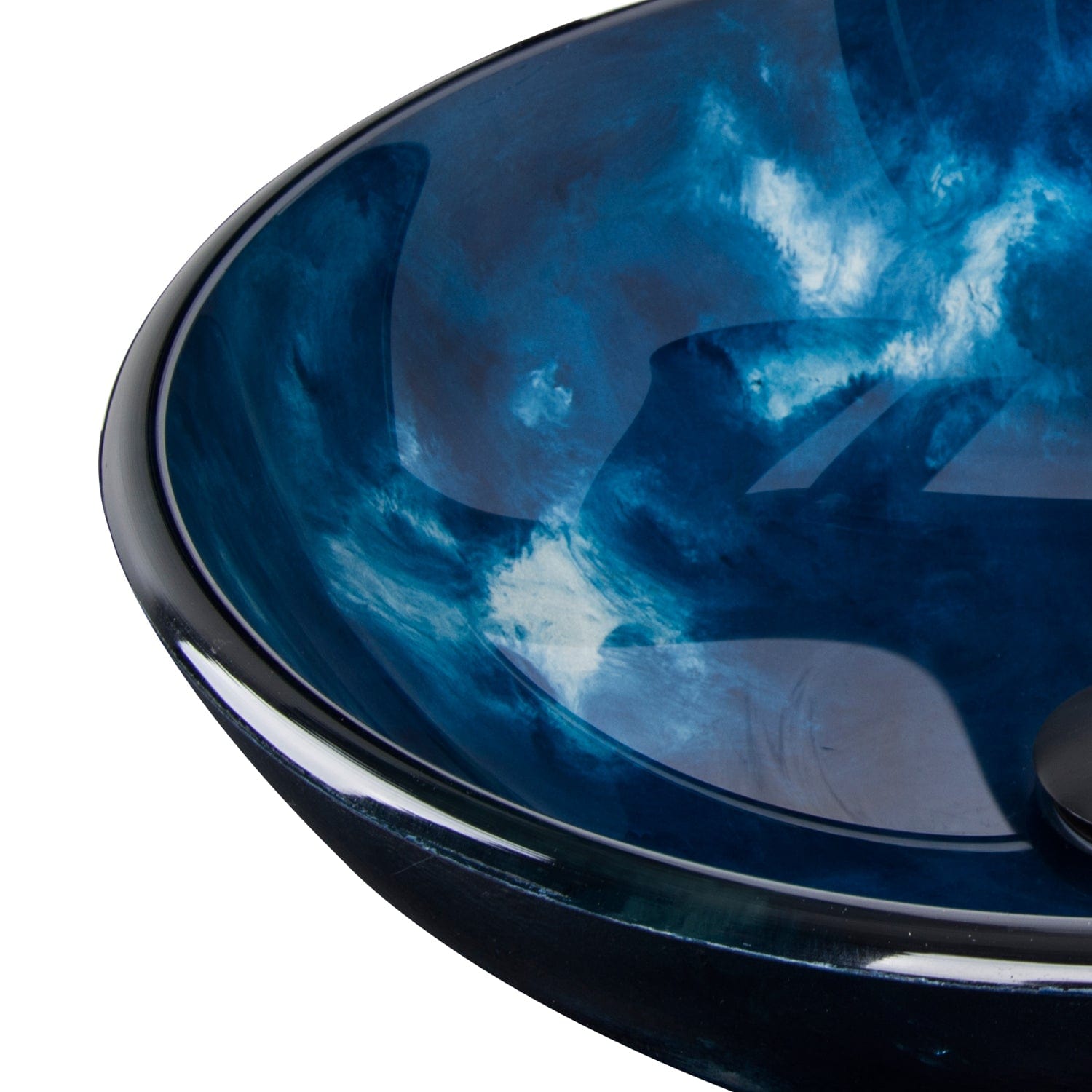 Detail of Elecwish Artistic Vessel Sink Bathroom Glass Bowl Faucet Drain Combo,Ocean Blue