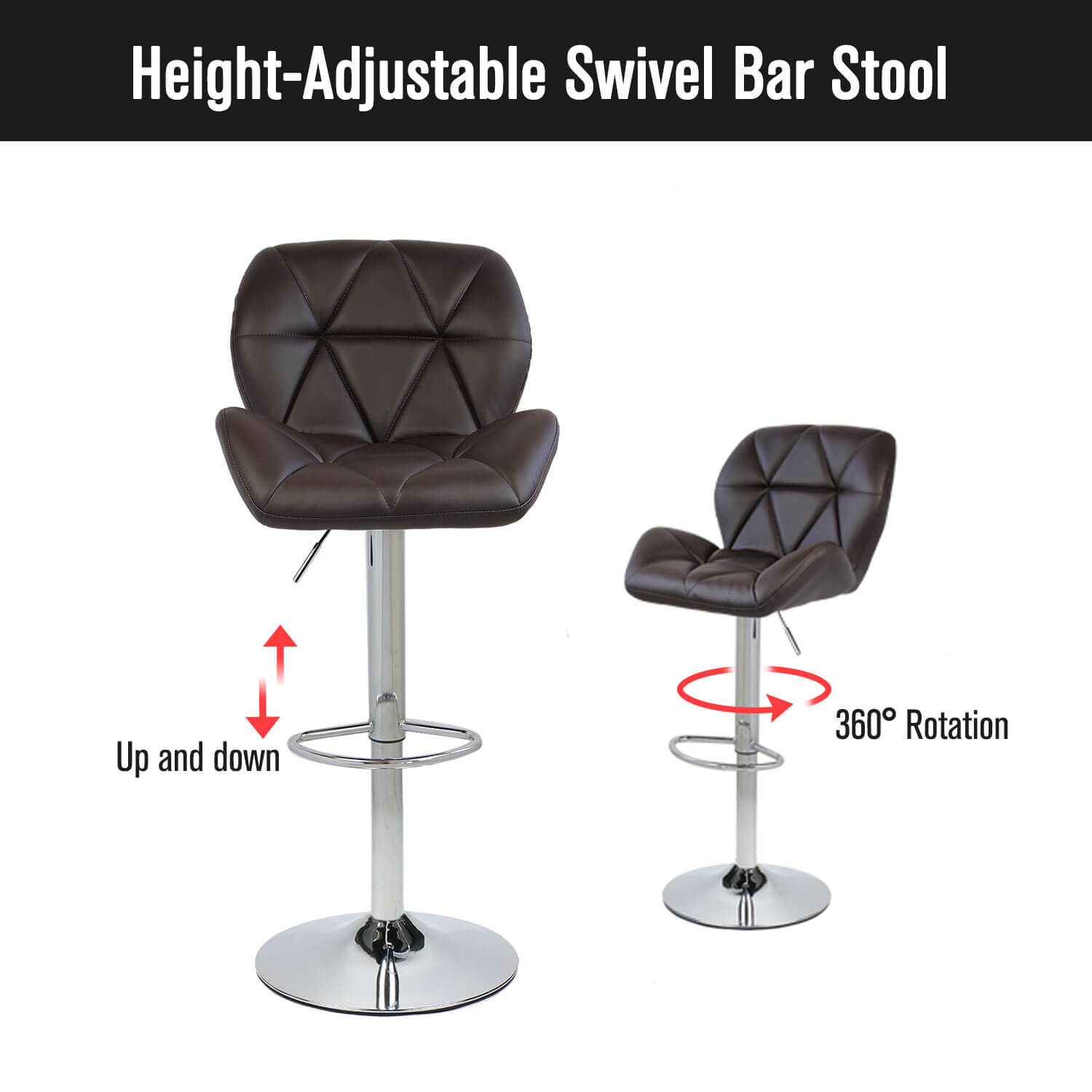 Elecwish brown bar stool OW001 is a height-adjustable swivel bar stool