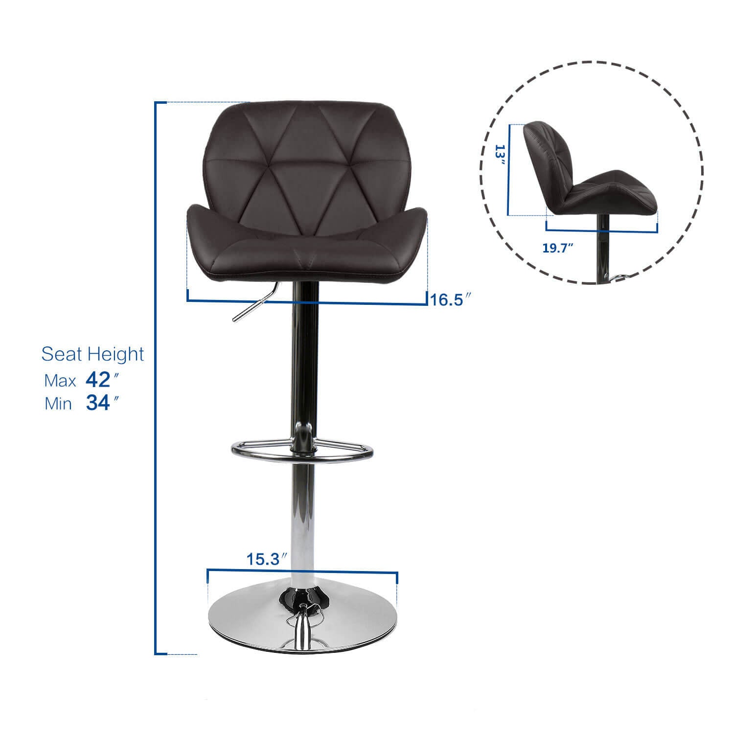 Elecwish brown bar stool OW001 size