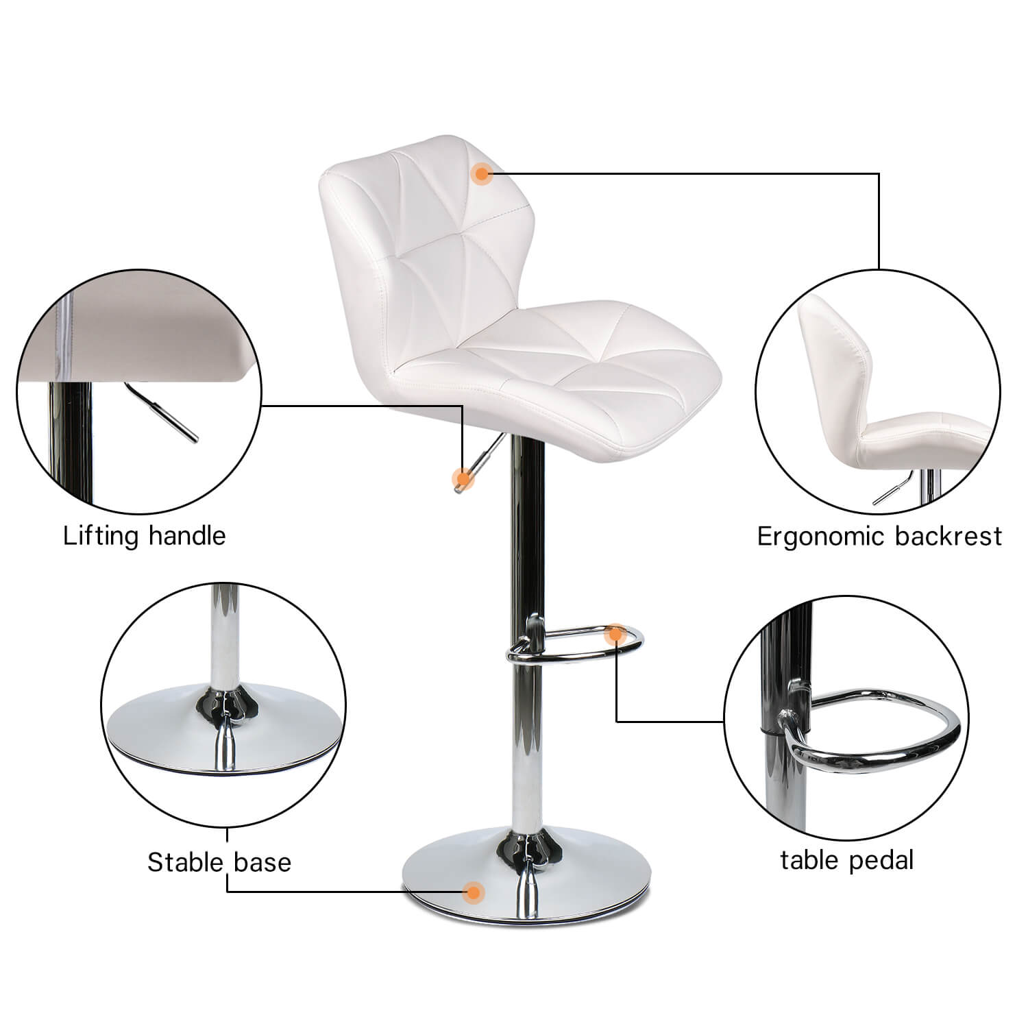 Elecwish white bar stool OW001 features display