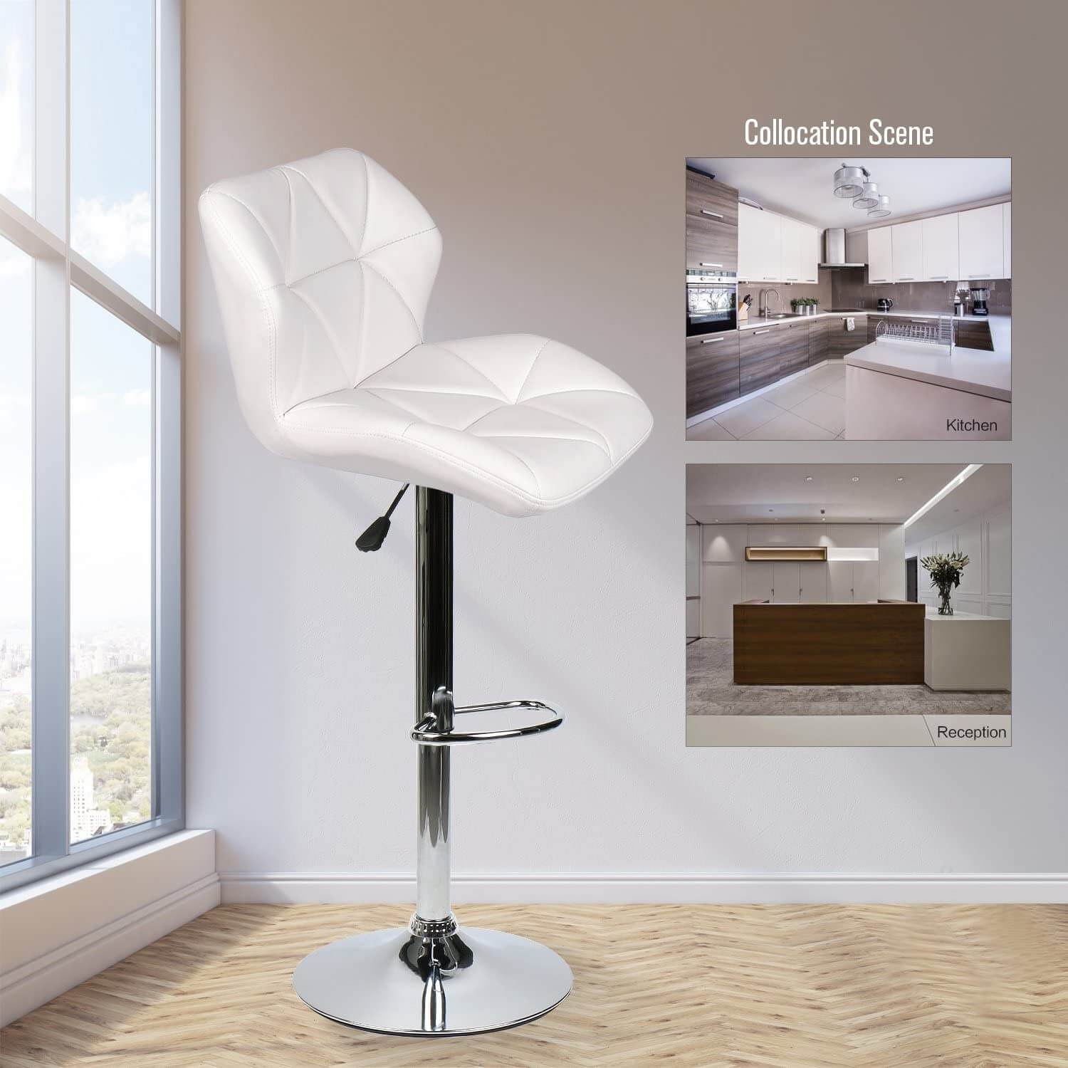 Elecwish white bar stool OW001 display scene