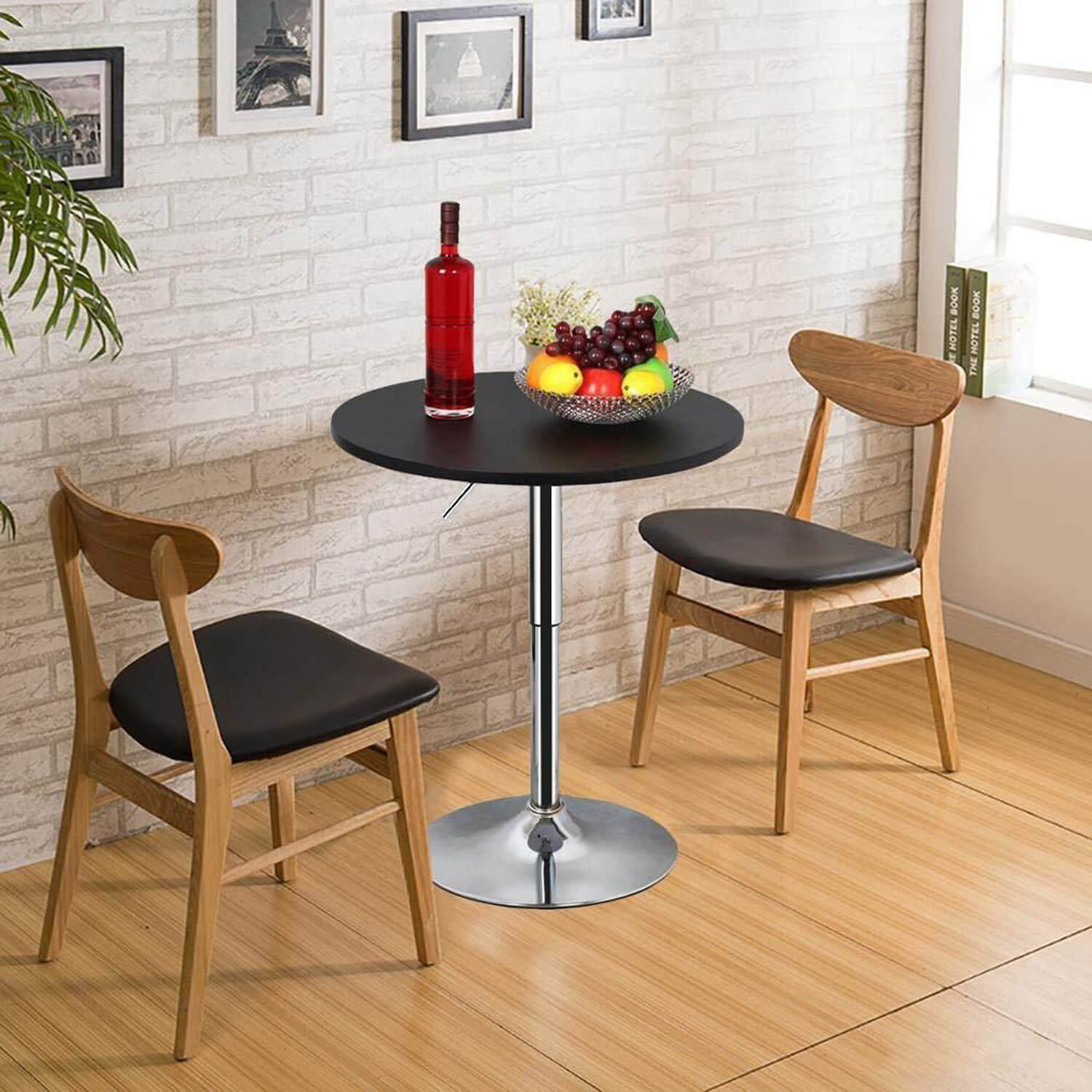 Elecwish Bar Table Black Bar Table OW003 with stools usage scene