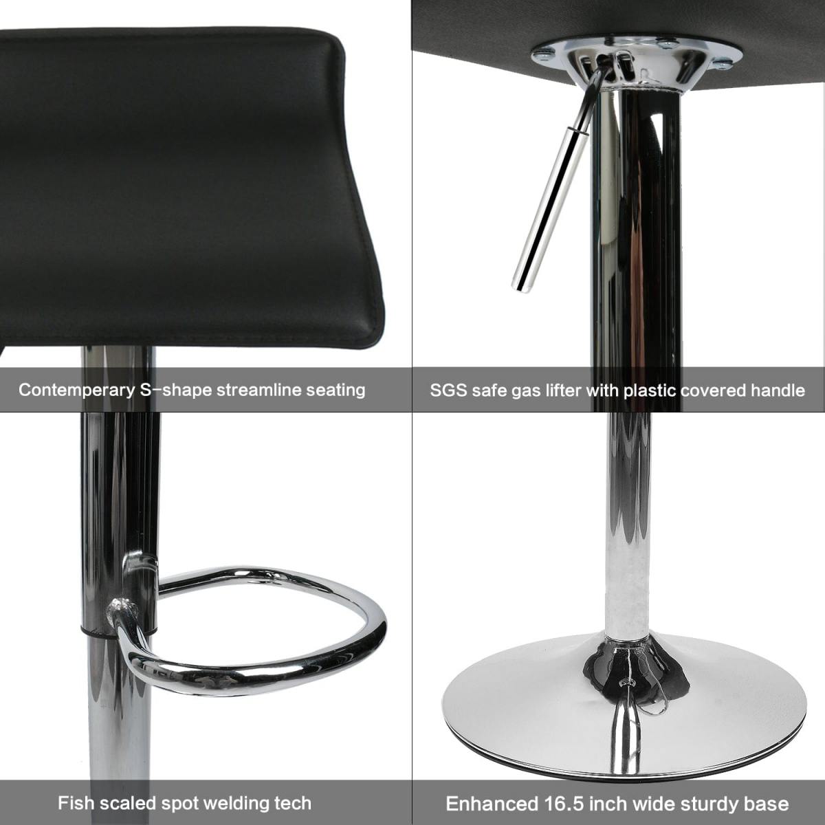 Four feature details of Elecwish black bar stool OW002 features