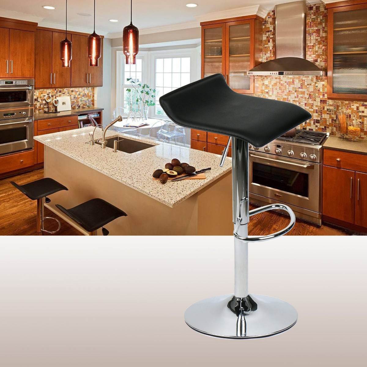 Elecwish black bar stool OW002 display scene