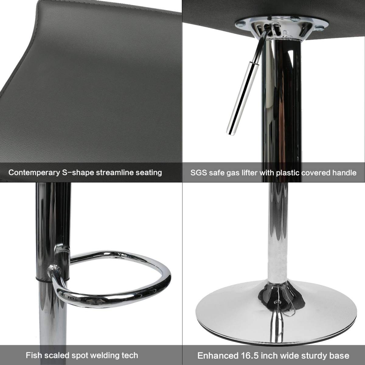 Four feature details of Elecwish grey bar stool OW002 features