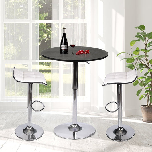 Elecwish Black Bar Table with two Grid White Bar Stools Set 3-Piece OW0306