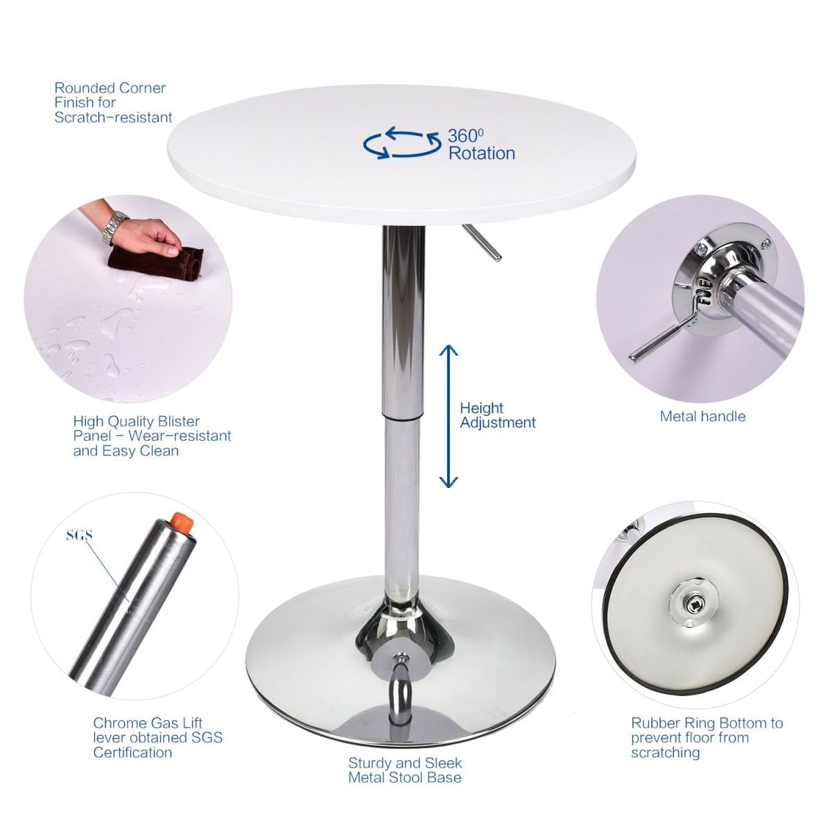 Features of Elecwish white bar table