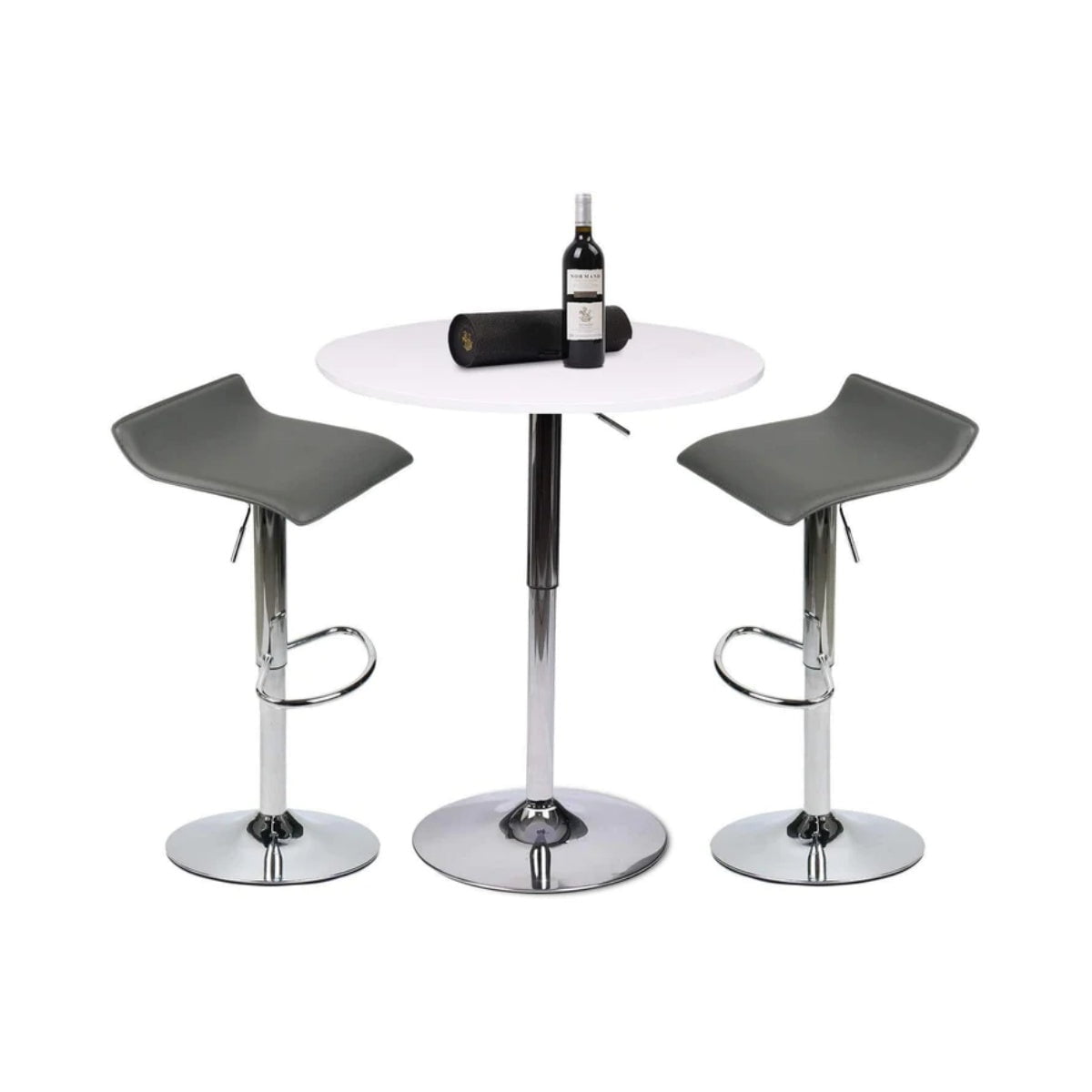 Elecwish Bar Table White / Grey Bar Table Set 3-Piece OW0302
