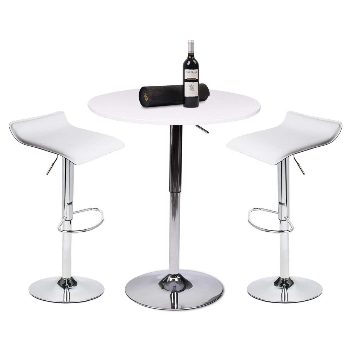 Elecwish Bar Table White / White Bar Table Set 3-Piece OW0302
