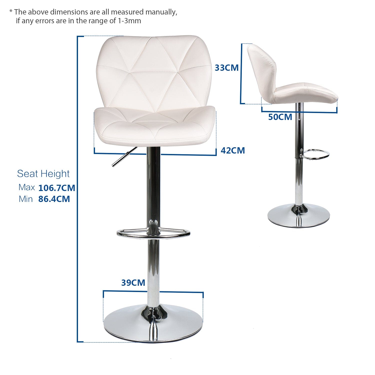 Elecwish Barstools Set of 2 Bar Stools OW001 size