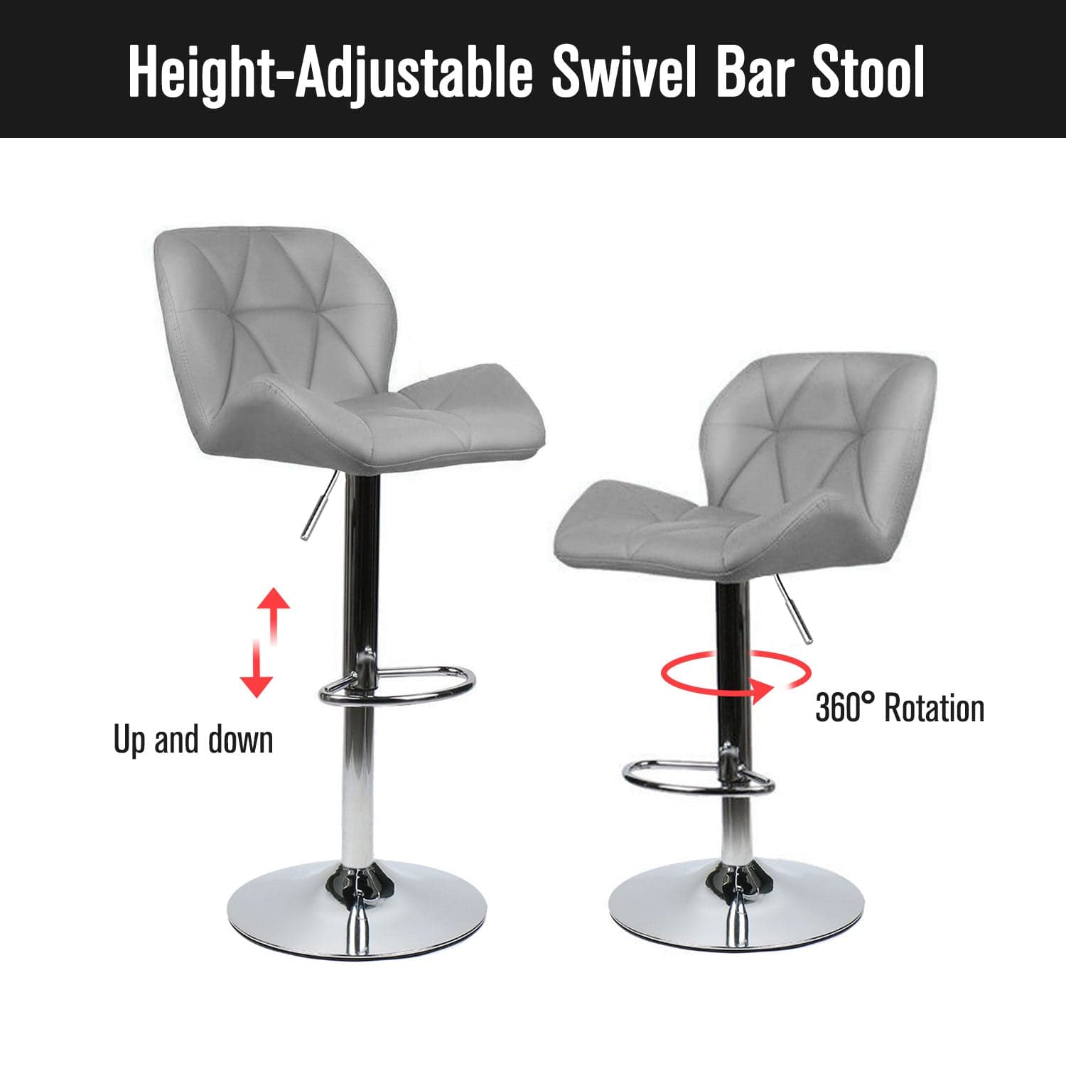 Elecwish Barstools Set of 2 Bar Stools OW001 are height-adjustable swivel bar stools