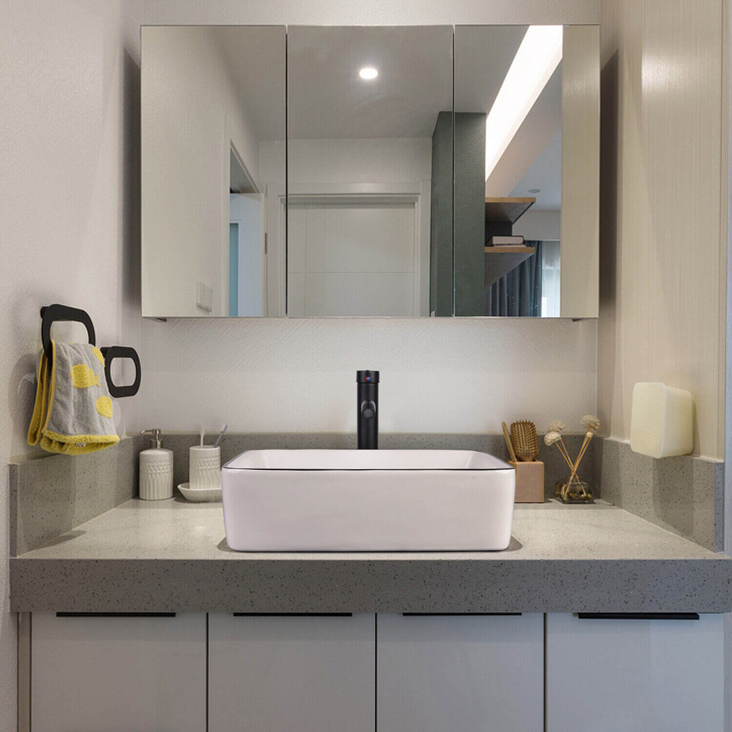 Elecwish rectangular ceramic vessel sink bathroom display