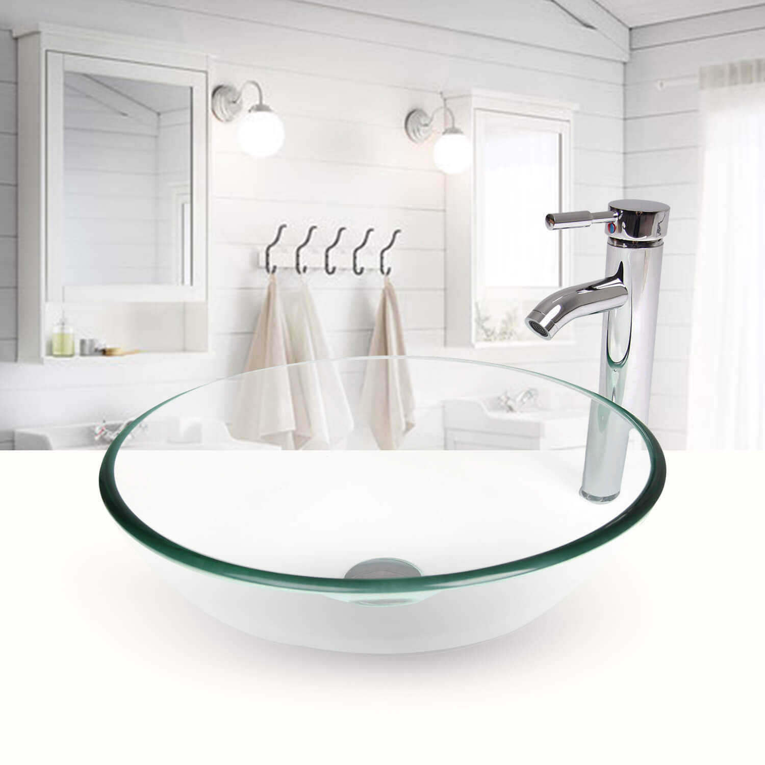 Elecwish round glass sink