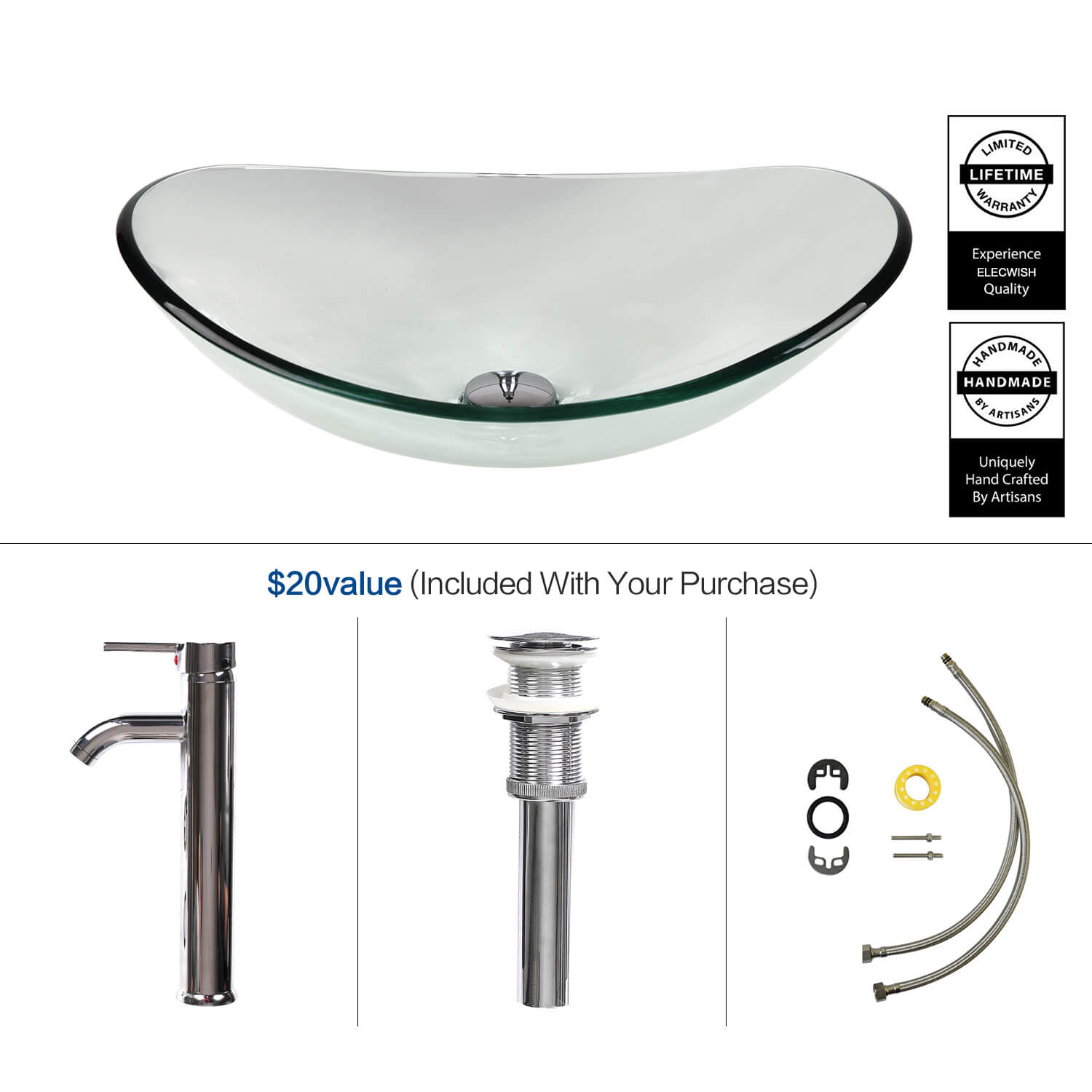 Elecwish Boat Clear Sink included parts