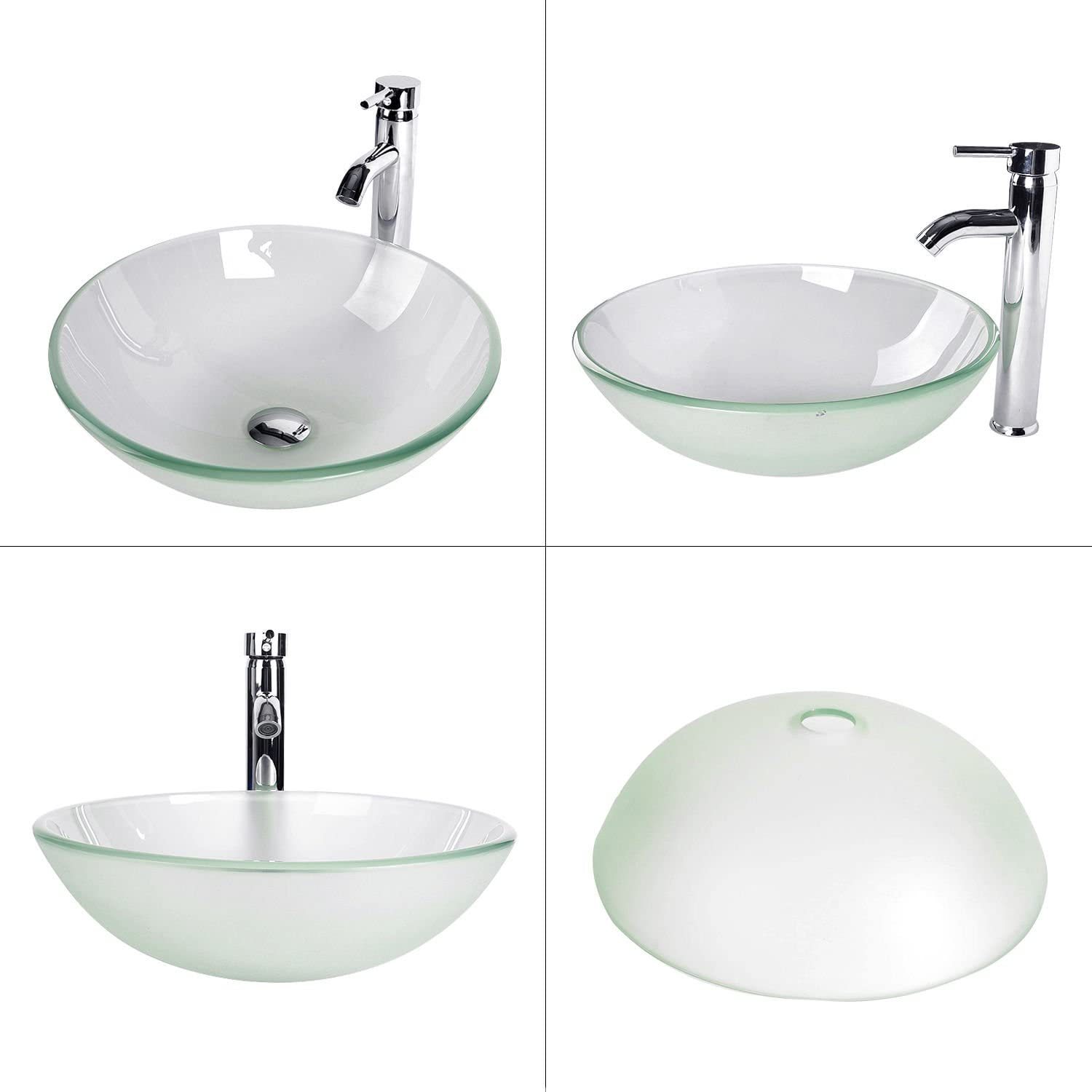 4 Angles of frosted glass sink