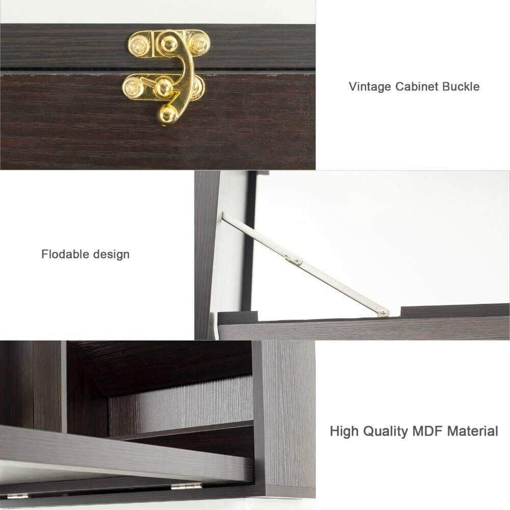 Three features of Elecwish Desk Walnut Wall Mounted Computer Desk HW1096