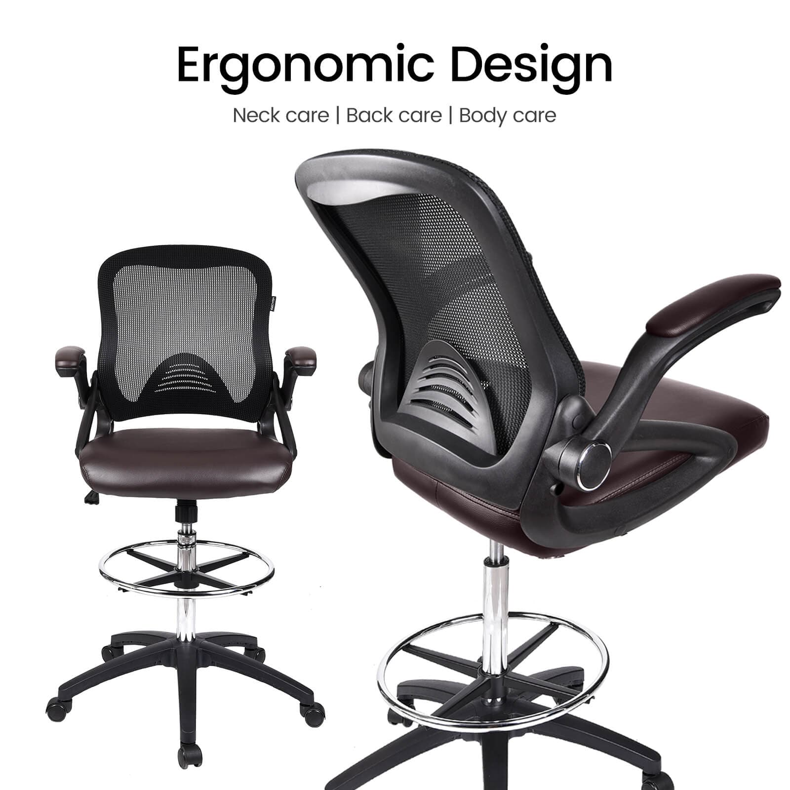  Elecwish brown Drafting Chair OC09 has ergonomic design