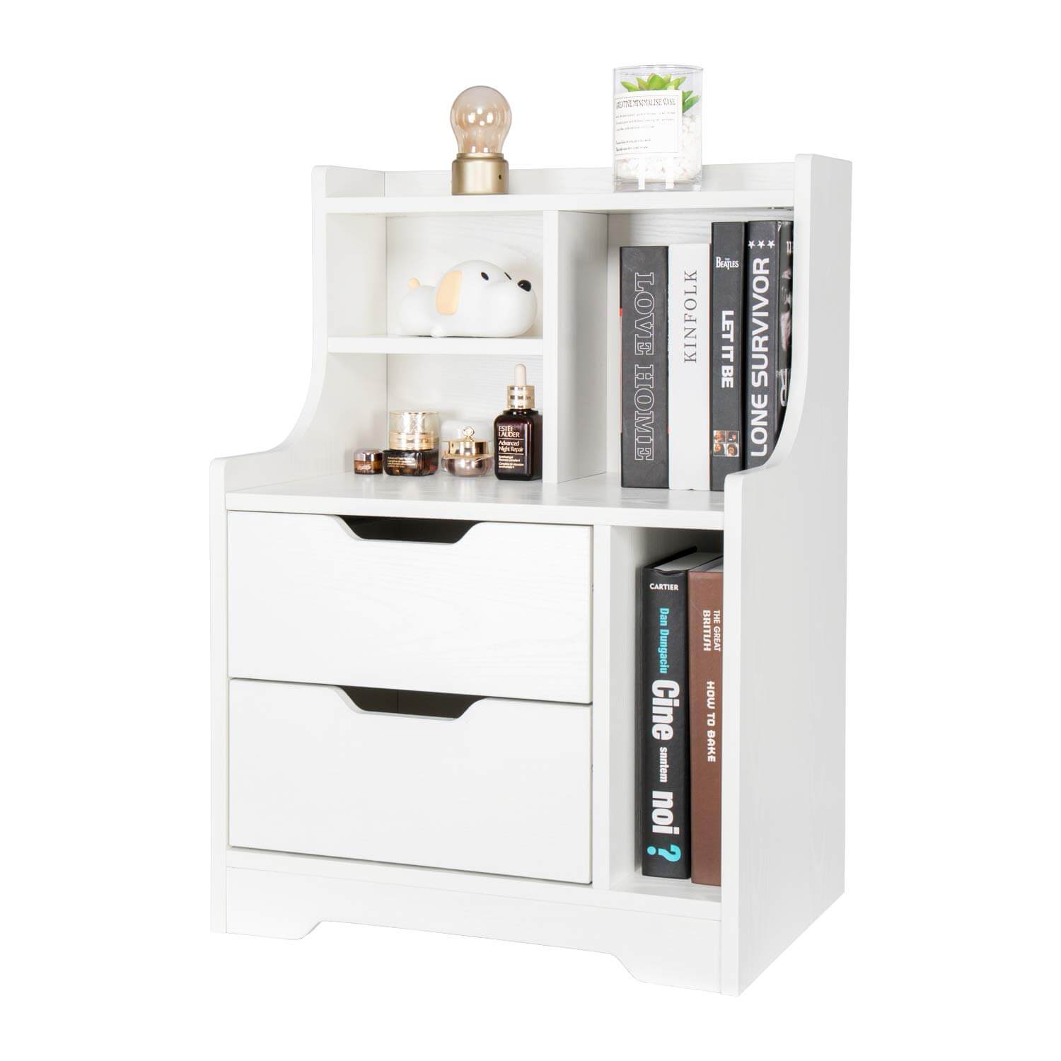Elecwish End Tables White Wood End Table Nightstand