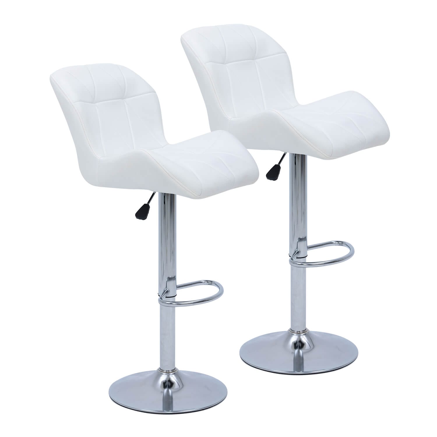 Elecwish Grid White Set of 2 Bar Stools OW010