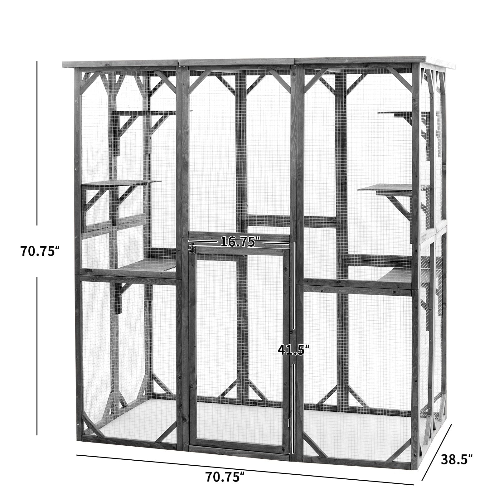 Elecwish Cat House Catio Enclosure with Wire Mesh PE1001GY size