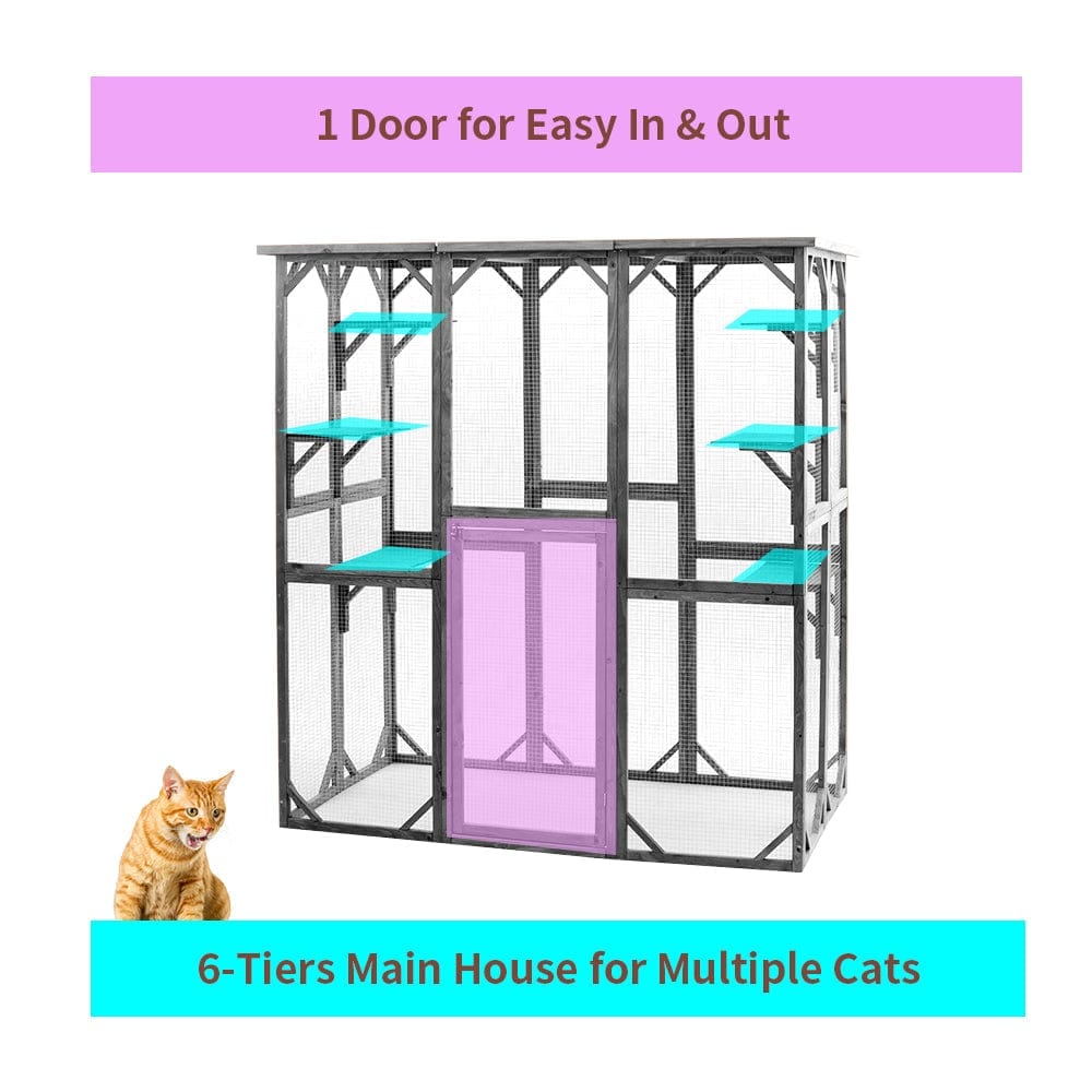 Features of Elecwish Cat House Catio Enclosure with Wire Mesh PE1001GY