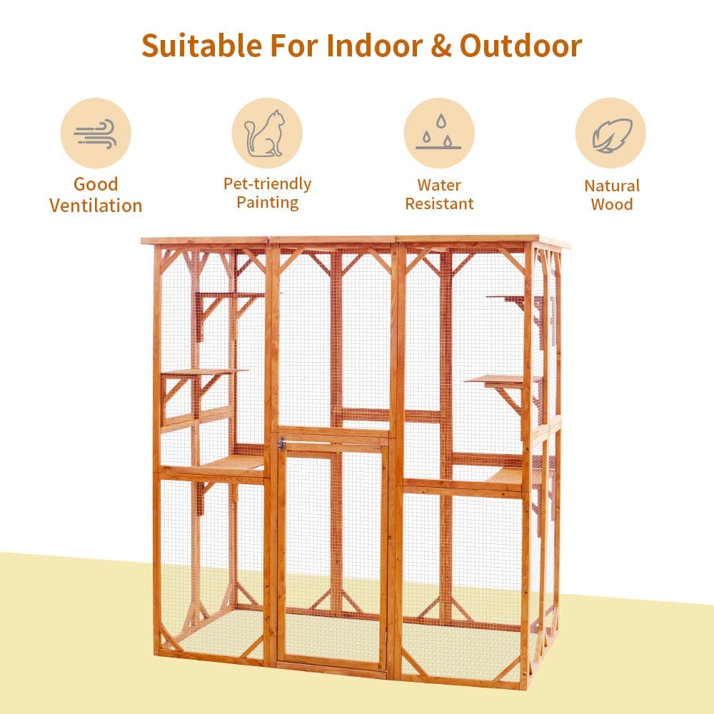 Elecwish Orange Large Cat House Catio Outdoor Cat Enclosure is suitable for indoor & outdoor