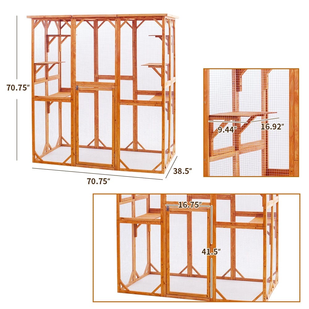 Elecwish Large Cat House Catio Outdoor Cat Enclosure size in detail