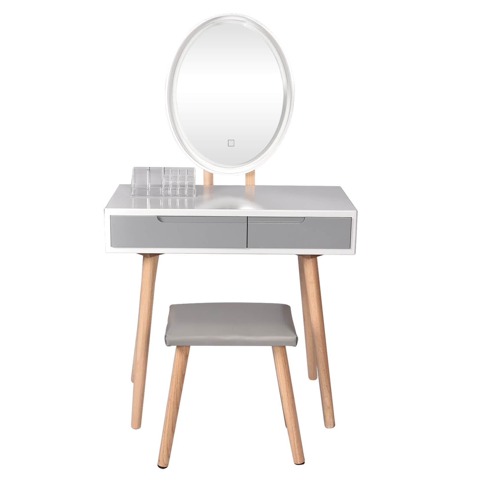 Vanity Table Set with Adjustable LED Mirror and Stool | Elecwish.com