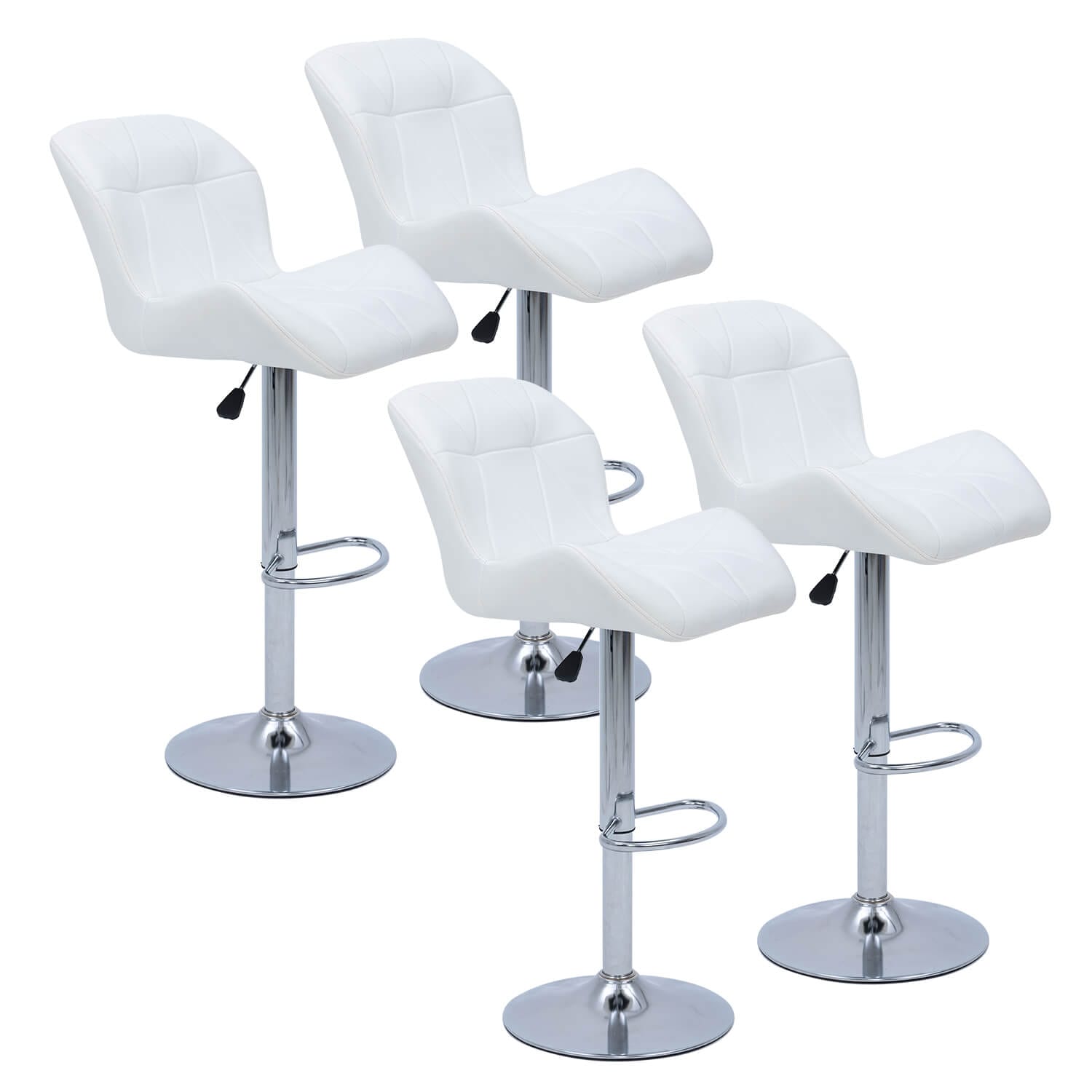 Four Elecwish Grid White Set of 2 Bar Stools OW010