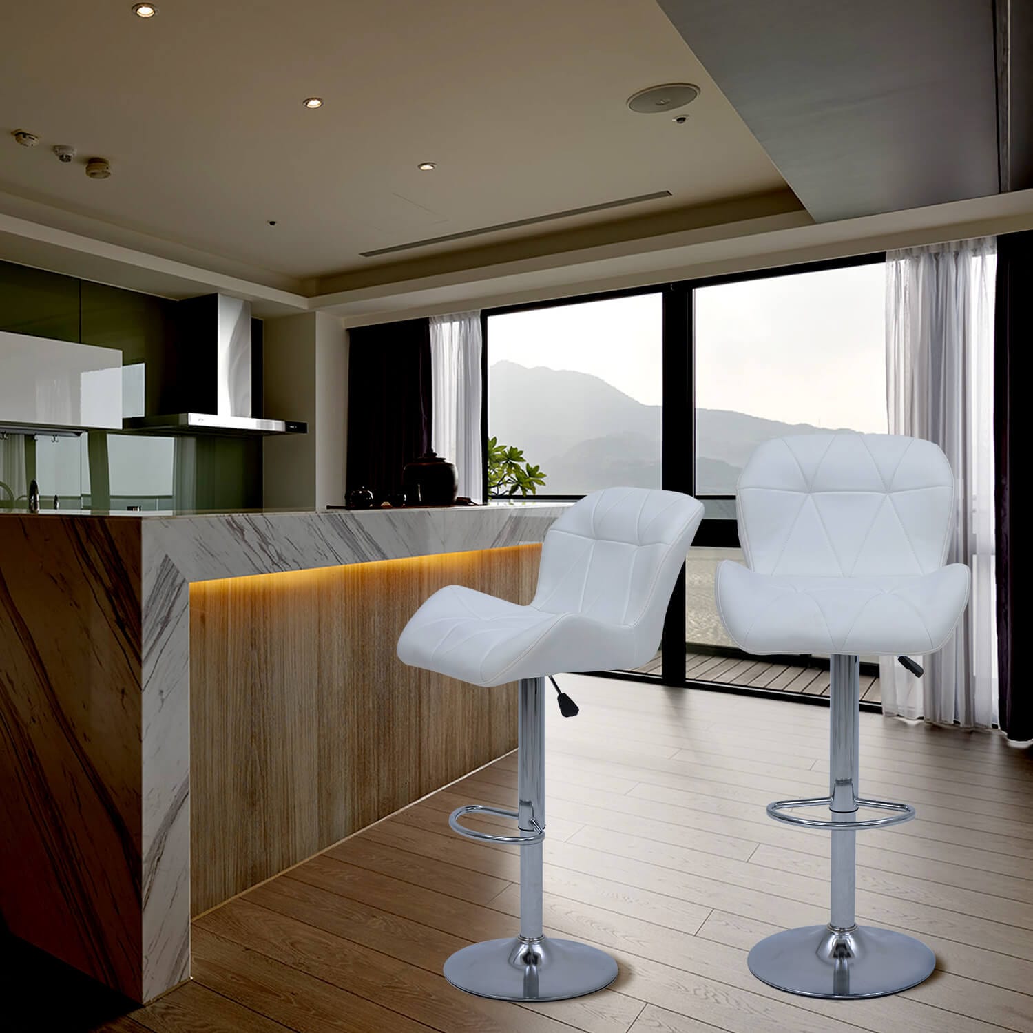 Elecwish Grid White Set of 2 Bar Stools OW010 is perfect for kitchen