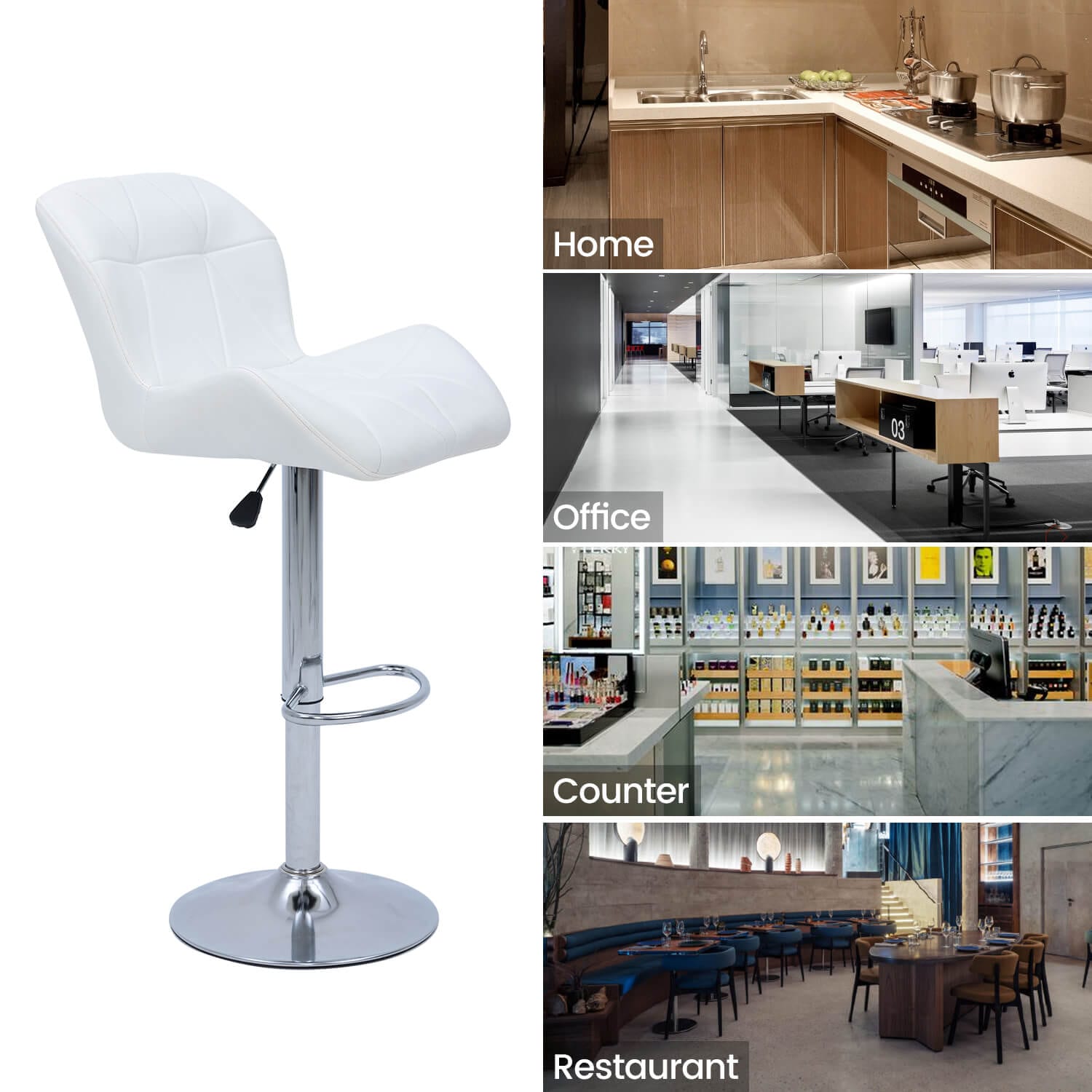 Elecwish Grid White Set of 2 Bar Stools OW010 is suitable for various place
