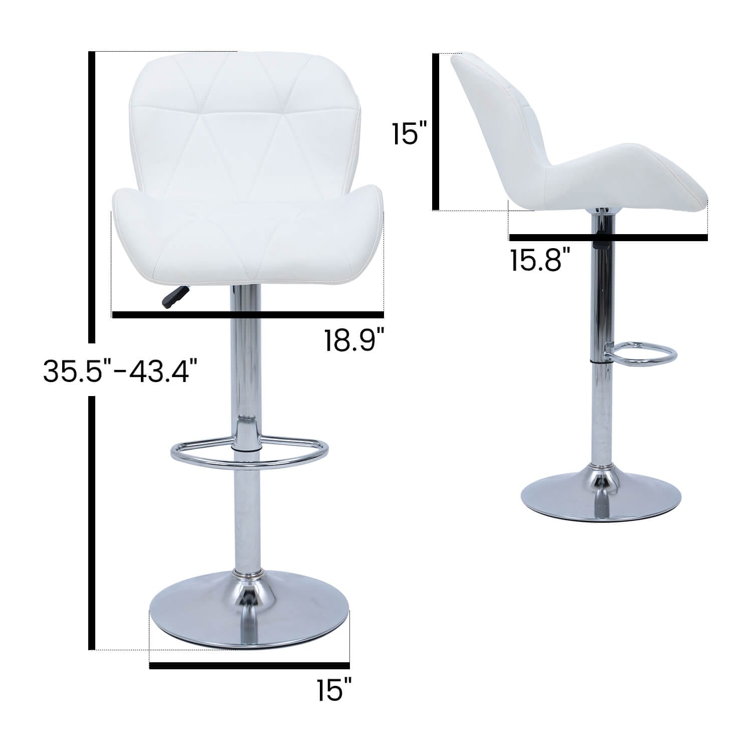 Elecwish Grid White Set of 2 Bar Stools OW010 size