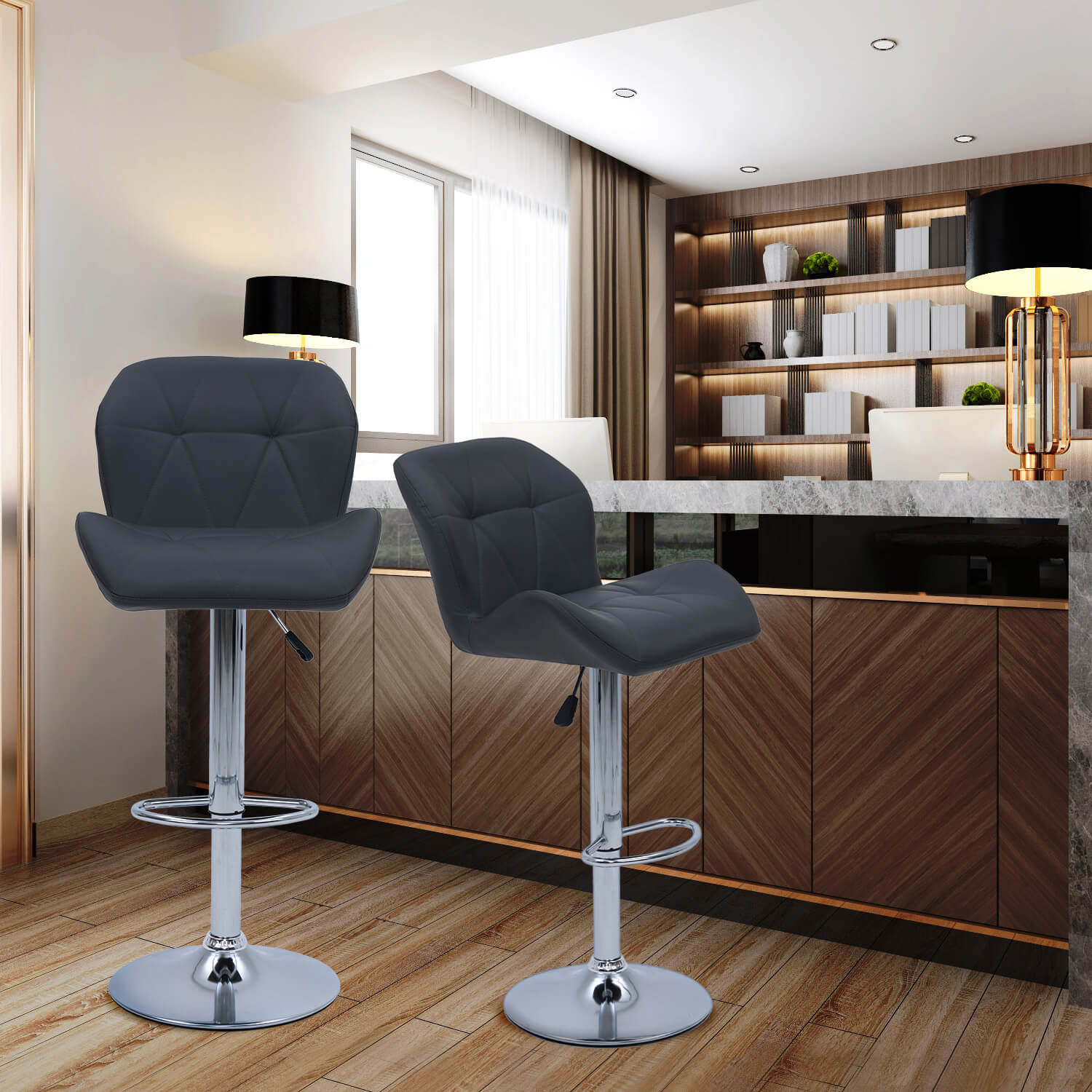 Elecwish Grid Grey Set of 2 Bar Stools OW010 is perfect for kitchen