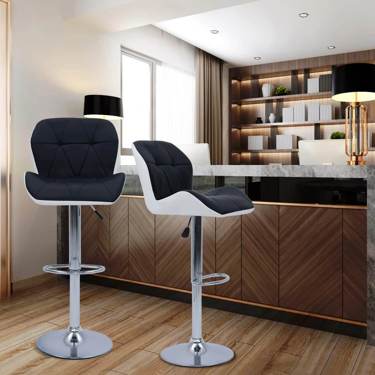 Elecwish Black White Set of 2 Bar Stools OW010 is perfect for kitchen