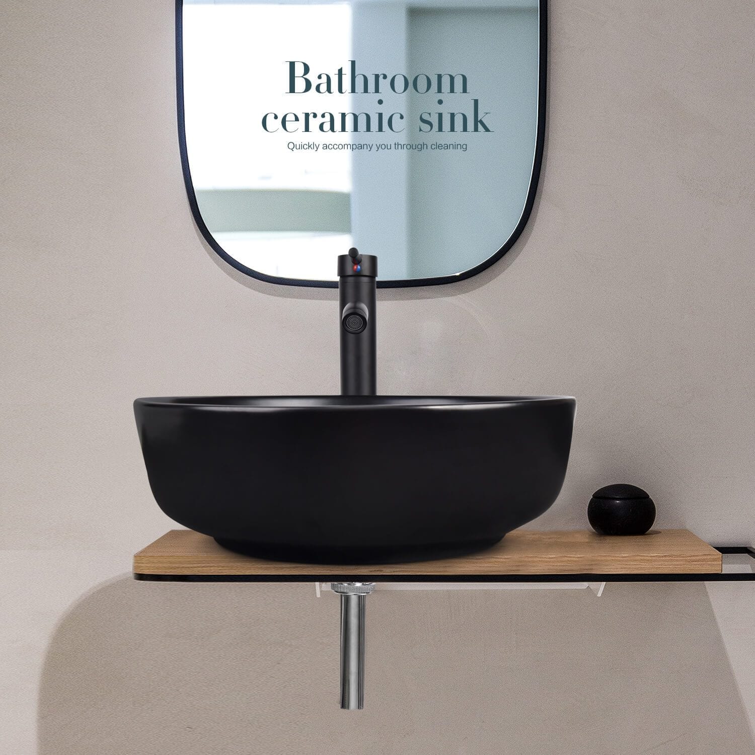 Black Glaze Spraying Ceramic Vessel Sink With Modern Style scene image