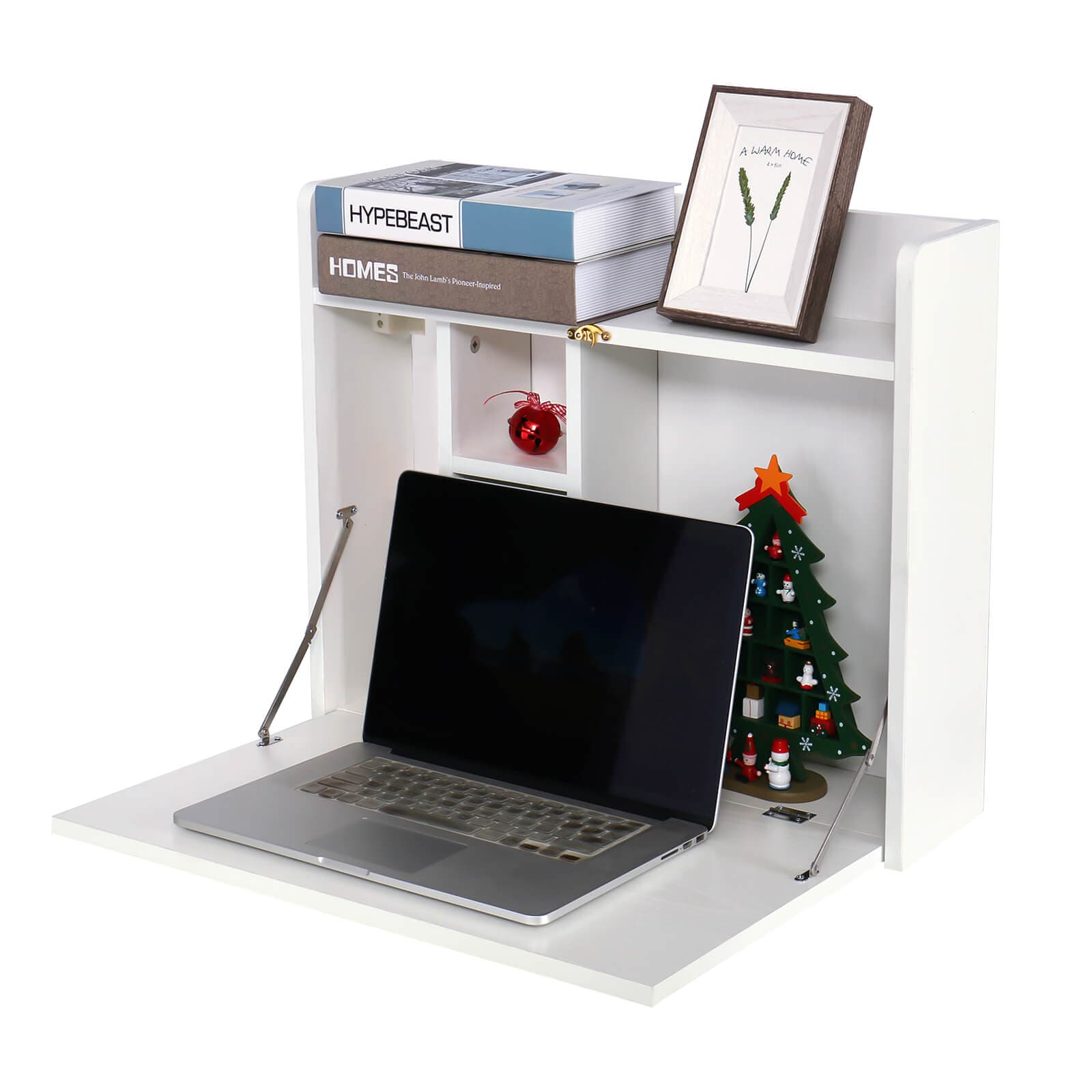 Elecwish White Wall Mounted Table Foldable Storage Shelf Wall-Mounted Desk HW1138
